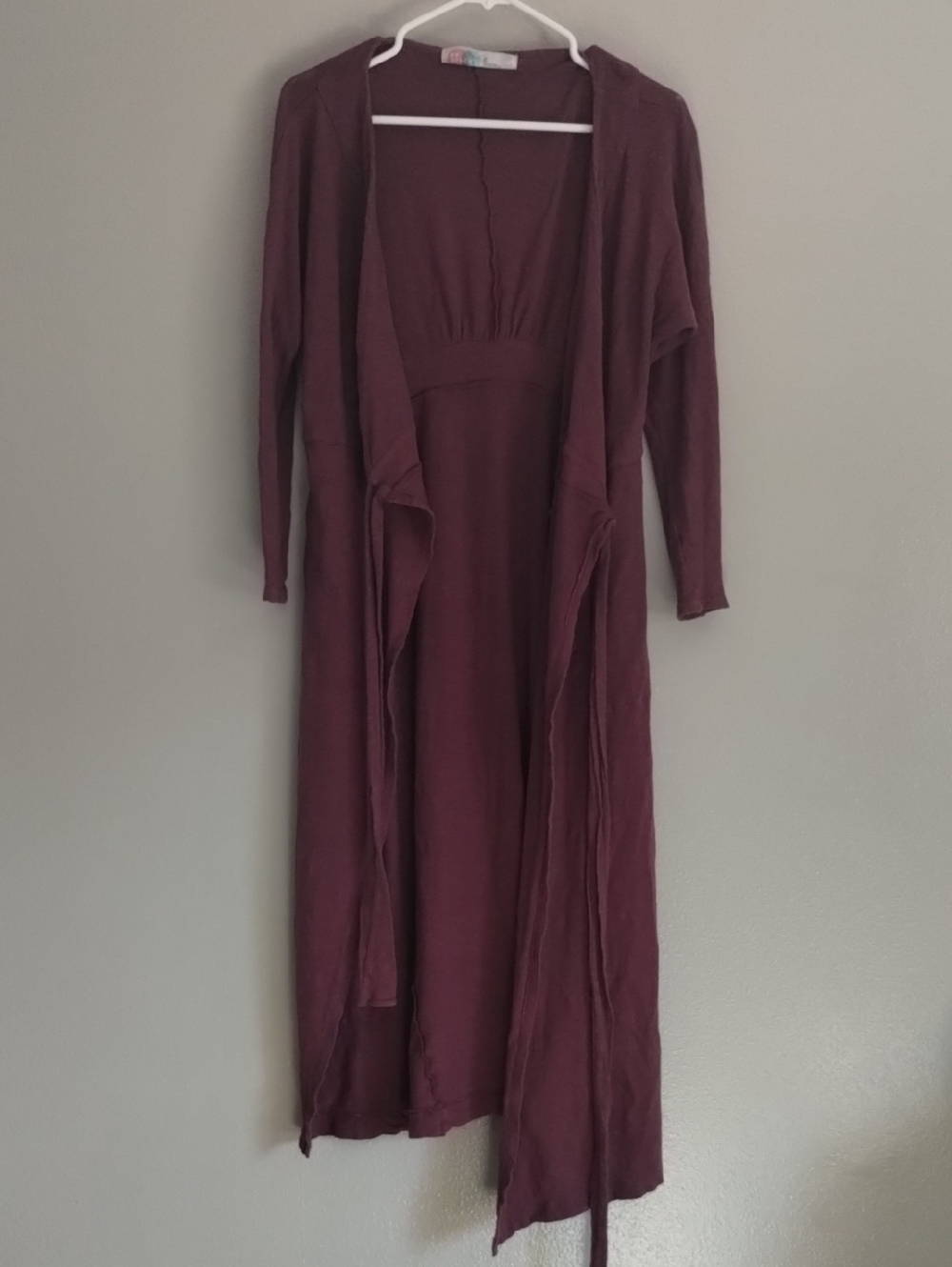 Long Open-Front Women's Robe XS in Plum